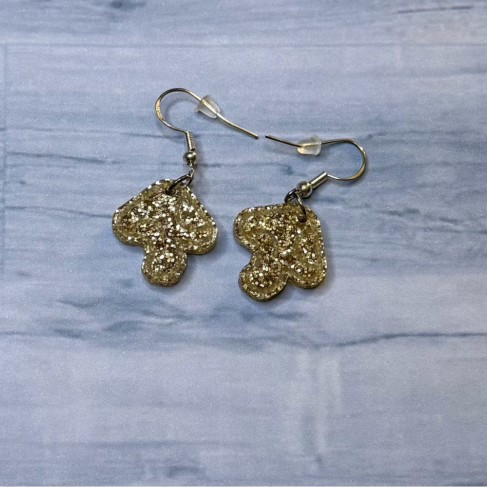 Gold Glitter mushroom Earrings